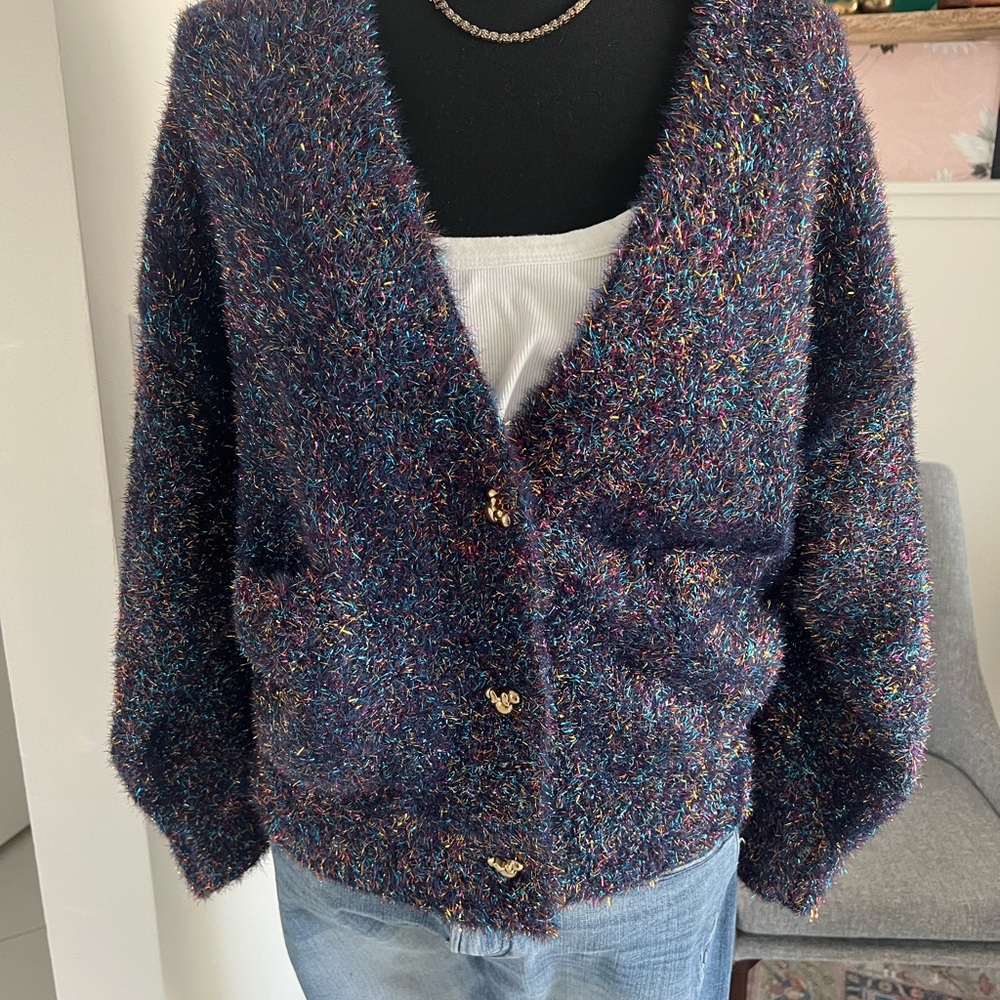 Women's Minnie Majorette Cardigan Size Small, Minnie Buttons Multi Color
